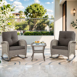 Belord 3-piece wicker rocking chair set with side table, outdoor lounge and seating set from the NDS Series.