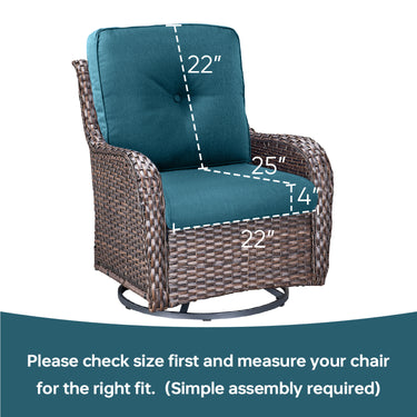 Pop 22*25*4" Outdoor Replacement Cushions Button Peacock Blue