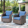 Belord 2-piece outdoor swivel glider chair set from DAR Series, patio conversation set with comfortable cushioned seats and metal frames.