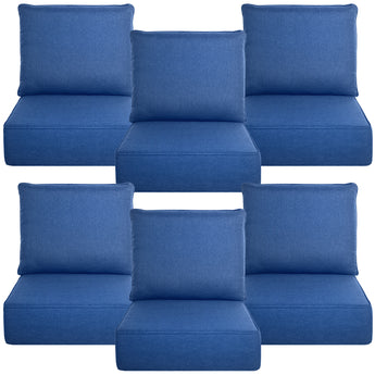 6 Set Luxury 6" Thick Outdoor Patio Chair Cushion Set No Button , 22"x24"