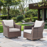 Belord 2-piece outdoor swivel glider chair set from DAR Series, featuring modern patio conversation chairs with cushions and metal frames.