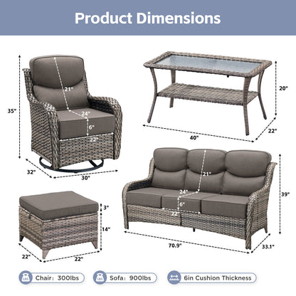 Premium Outdoor 8PCS Sofa Set with Coffee Table for Garden & Deck – 6" Cushion Comfort, NT Series