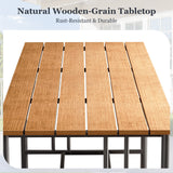Belord outdoor coffee table from the BINGLI Series with polywood slats and drainage gaps, designed for outdoor use.