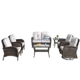 Patio Conversation Set 7-Piece with Loveseat, Swivel Glider Chairs, Patio Chairs, Coffee Table, and Side Table, NDS Series - Belord