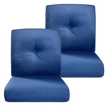 2 Piece High Back and Deep Seating Outdoor Cushion with Button, 22"x24"