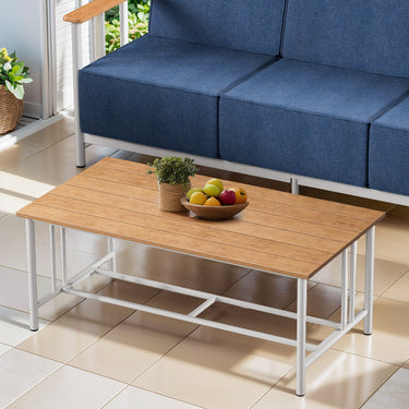 Belord Polywood Slat outdoor coffee table with drainage gaps, sturdy design, designed for outdoor use, part of the BINGLI Series.