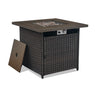 Belord 30-inch round propane fire pit table with a hidden tank and 50,000 BTU, featuring a modern patio fire table set design.