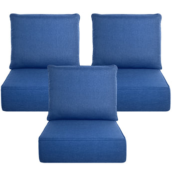 3 Set Luxury 6" Thick Outdoor Patio Chair Cushion Set No Button , 22"x24"
