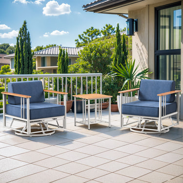 Belord BINGLI Series swivel rocker patio set with 2 chairs and side table, featuring comfortable cushions and modern design.