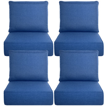 4 Set Luxury 6" Thick Outdoor Patio Chair Cushion Set No Button , 22"x24"