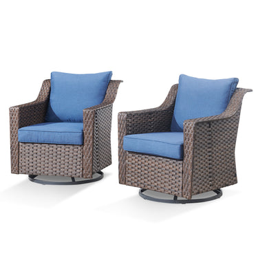 Belord 2-piece outdoor swivel glider chair set from the DAR Series, featuring comfortable patio conversation chairs with cushions.