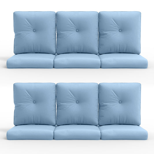 12-Piece Blue Patio Cushion Set - 6 Seat & 6 Back Cushions with Removable Waterproof Covers, All-Weather Outdoor Furniture Replacement