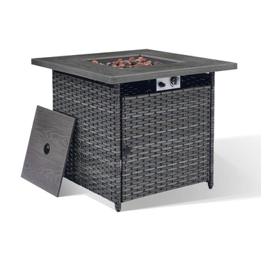 Belord 30-inch round propane fire pit table with hidden tank, 50,000 BTU, perfect for patio outdoor fire table sets.
