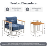 Belord Swivel Rocker Patio Set with 2 chairs and side table from the BINGLI Series, featuring cushioned seats and a modern design.