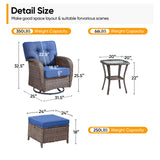 Belord 5-piece outdoor patio conversation set with swivel T-back chairs, table, and ottoman for relaxing outdoor seating.