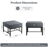 Belord BINGLI series outdoor ottomans, set of 2 with 300lb weight capacity and 5-inch cushions, shown in a patio setting.