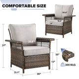 Belord outdoor wicker patio chairs set of 2 with 5-inch wide armrests, SS Series, showing the woven wicker design and sturdy frames.