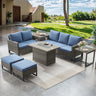 Belord 10-piece patio sectional set with fire pit table and storage box, outdoor furniture for patio entertaining.