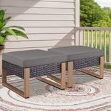 Belord multi-functional outdoor ottoman used as footstool and extra seat in patio conversation set, part of the HOP Series.