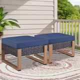 Belord multi-functional outdoor ottoman in patio conversation set, serving as a 2-in-1 footstool and extra seat in a stylish outdoor setting.