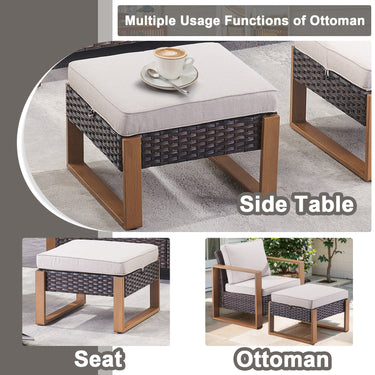 Belord multi-functional outdoor ottoman used as a footstool or extra seat, part of the patio conversation sets in the HOP Series.
