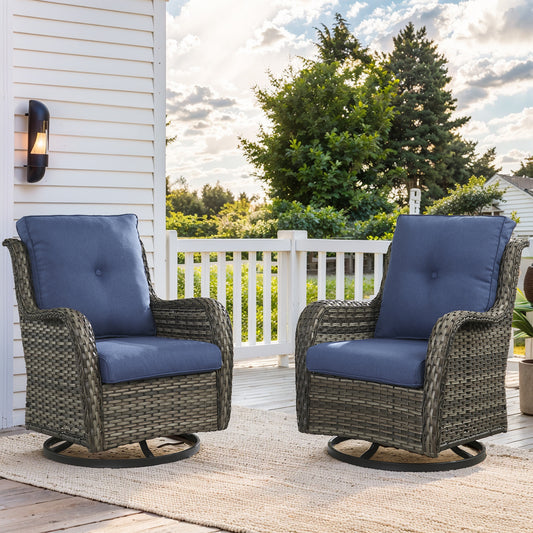 2 Set High Back and Deep Seating Outdoor Cushion with Button, 22'' x 24''