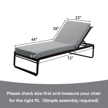 Pop 72x22x3.5" Outdoor Chaise Lounge Cushions Grey
