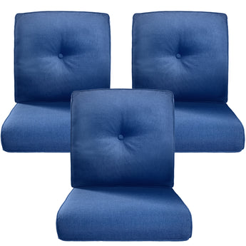 3 Piece High Back and Deep Seating Outdoor Cushion with Button, 22"x24"