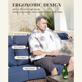 Belord 6-inch thick cushion wicker patio sofa for garden, 3-seater ND Series, featuring a woven wicker frame and plush seating cushions.