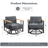 Pair of Belord patio swivel rocker chairs with 6-inch cushions, sturdy design, suitable for outdoor use, part of BINGLI series.