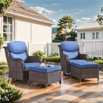 4-Piece Outdoor Swivel Rocker Patio Chairs with 2 Ottomans, NTS Series