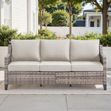 Belord outdoor 3-seat wicker patio sofa with thick cushions, ideal for outdoor lounging and patio furniture.