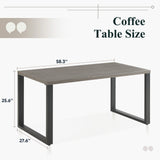 Belord 59-inch rectangular metal patio coffee table with storage shelf in GRS Series, suitable for outdoor patio settings.