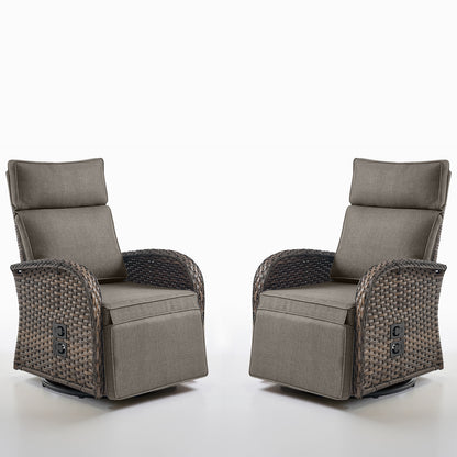 Premium 2-Piece Swivel Recliner Set - Adjustable Backrest & Footrest Patio Chairs, NDS Series