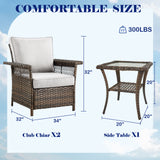 Belord outdoor wicker patio chair set of 3 with side table, stylish SS series furniture for outdoor seating and relaxation.
