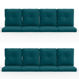 16-Piece Blue Patio Cushion Set - 8 Seat & 8 Back Cushions with Removable Waterproof Covers - Belord