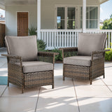Belord outdoor wicker patio chair set of 2 with 5-inch wide armrests, SS Series, showcasing woven wicker design and comfortable seating