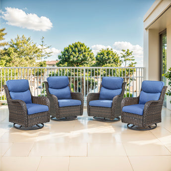 4-Piece Outdoor Swivel Rocker Patio Chairs, 5" Cushion, NTS Series