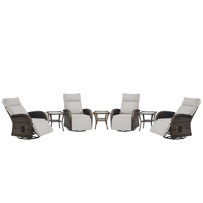 Premium 7-Piece Patio Conversation Set - 4 Swivel Recliners & 3 Side Tables with Dual-Adjust Chaise Lounges, NDS Series