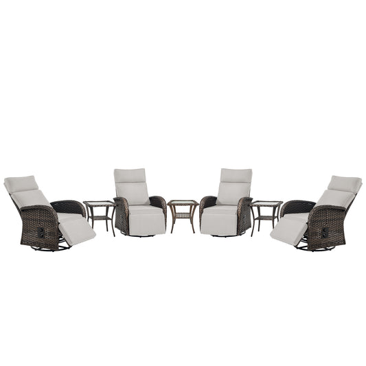 Premium 7-Piece Patio Conversation Set - 4 Swivel Recliners & 3 Side Tables with Dual-Adjust Chaise Lounges, NDS Series