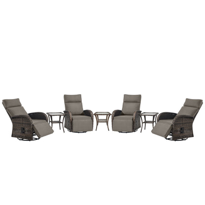 Premium 7-Piece Patio Conversation Set - 4 Swivel Recliners & 3 Side Tables with Dual-Adjust Chaise Lounges, NDS Series