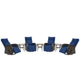 Premium 7-Piece Patio Conversation Set - 4 Swivel Recliners & 3 Side Tables with Dual-Adjust Chaise Lounges, NDS Series - Belord