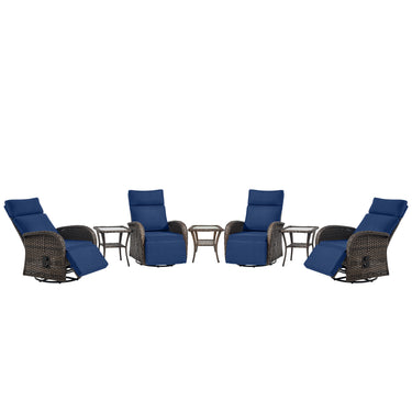 Premium 7-Piece Patio Conversation Set - 4 Swivel Recliners & 3 Side Tables with Dual-Adjust Chaise Lounges, NDS Series - Belord