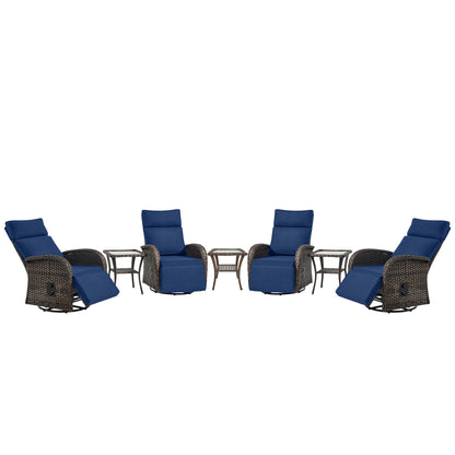 Premium 7-Piece Patio Conversation Set - 4 Swivel Recliners & 3 Side Tables with Dual-Adjust Chaise Lounges, NDS Series