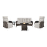 5-Piece Outdoor Set: PE Wicker Swivel Recliners + Sofa & 30 Inch Propane Fire Table - NDS Series - Belord