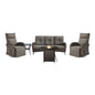 5-Piece Outdoor Set: PE Wicker Swivel Recliners + Sofa & 30" Propane Fire Table - NDS Series