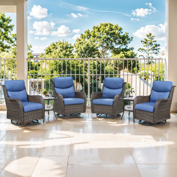 6-Piece Outdoor Swivel Rocker Patio Chairs Set with Side Table, NTS Series