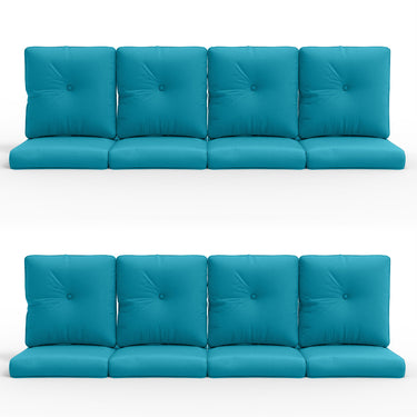 16-Piece Blue Patio Cushion Set - 8 Seat & 8 Back Cushions with Removable Waterproof Covers - Belord