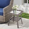 Belord outdoor wicker side table from the FG Series with all-weather PE rattan, featuring a stylish round design for outdoor spaces.