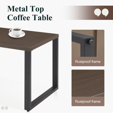 Belord 59-inch rectangular metal patio coffee table with storage shelf, part of the GRS Series, outdoor furniture for patio or garden.